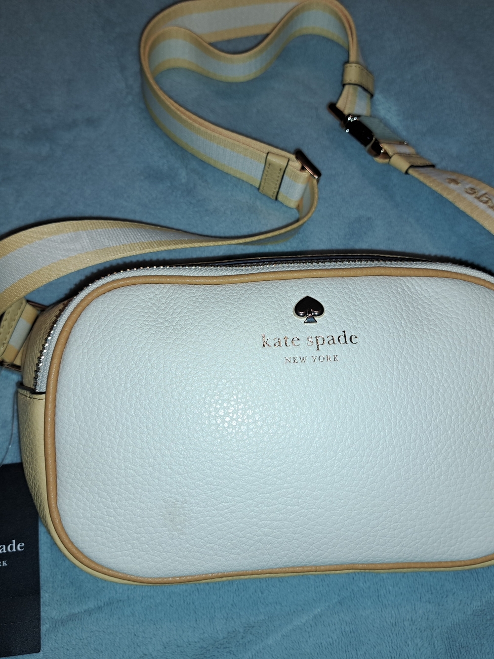 New With Tag kate spade Cream Leather Crossbody Bag
